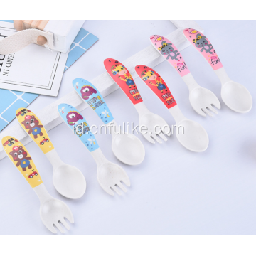 Set Sendok Garpu Plastik Warna-warni Kiddy